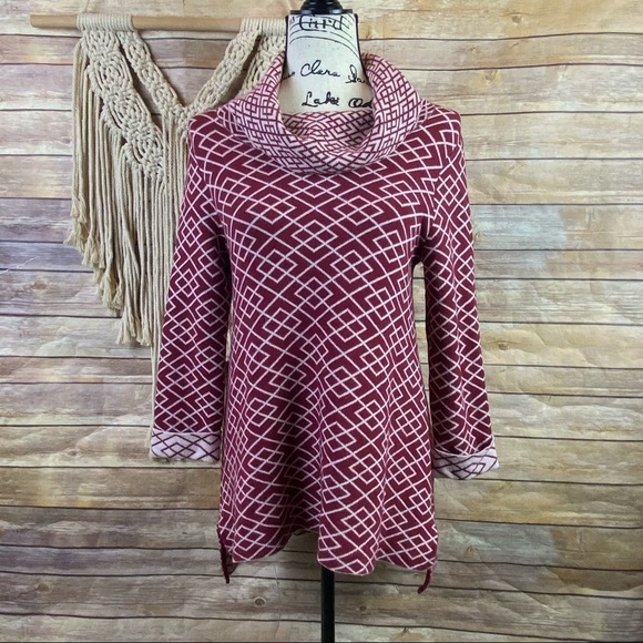 Anthropologie | Moth ‘Galena’ Cowl Neck Alpaca Printed Pullover Sweater Top - Picture 2 of 9